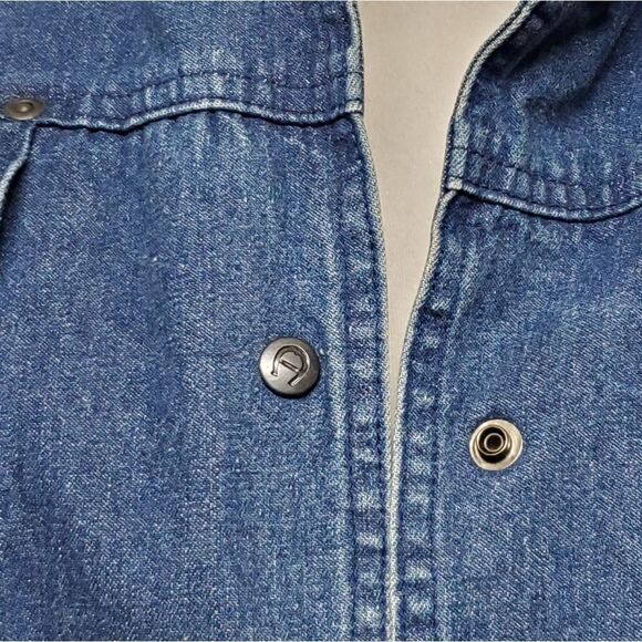 RARE Vintage 1970s Etienne Aigner Blue Tapered Sleeve Filled Puffer Denim Jacket - Picture 11 of 13